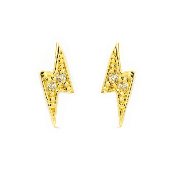 Orecchini ragazza donna Fulmine Zircone Oro Giallo 9K