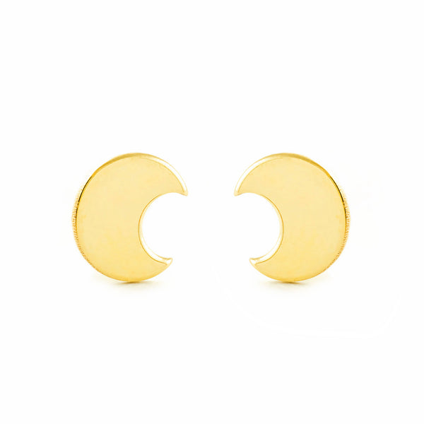 Pendientes Mujer-Niña Oro Amarillo 9K Liso Luna Brillo