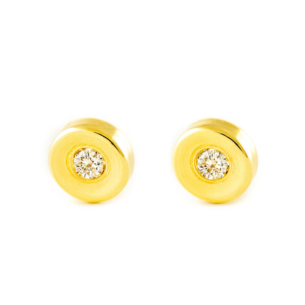 Pendientes Bebe Oro Amarillo 18K Redondo Circonita Brillo