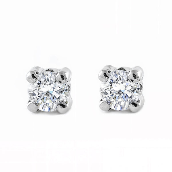 Pendientes Mujer-Niña Oro Blanco 9K Garra Circonita 5 mm Brillo