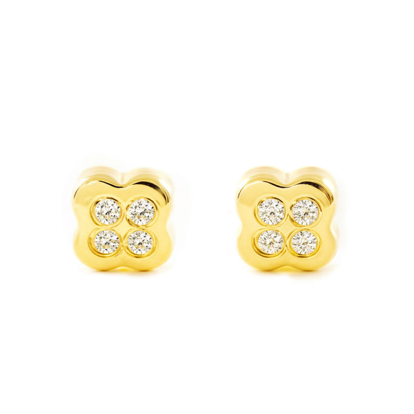 Orecchini bambini Fiore Zircone Oro Giallo 18K