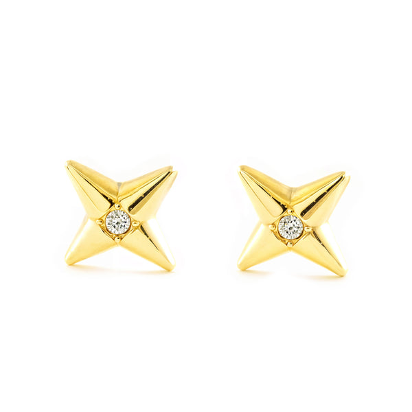 Orecchini ragazza Stella Zircone Oro Giallo 9K