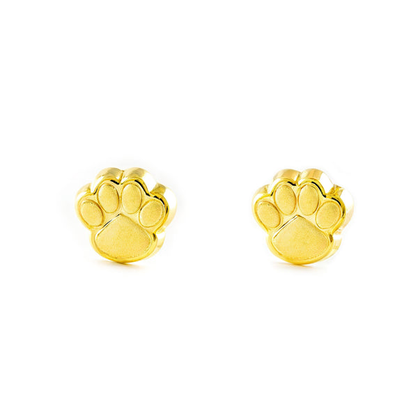 Orecchini ragazza in Oro Giallo 9K con Zampa di Zircone Opaco e Brillante