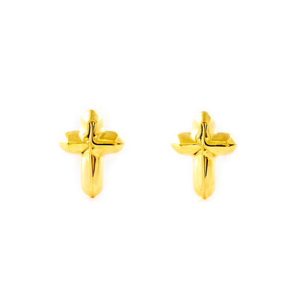 Orecchini Donna e Ragazza Croce Luminosa Oro Giallo 9K