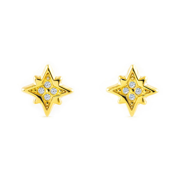 Orecchini ragazza in Oro Giallo 9K a forma di stella con Zirconi Brillanti