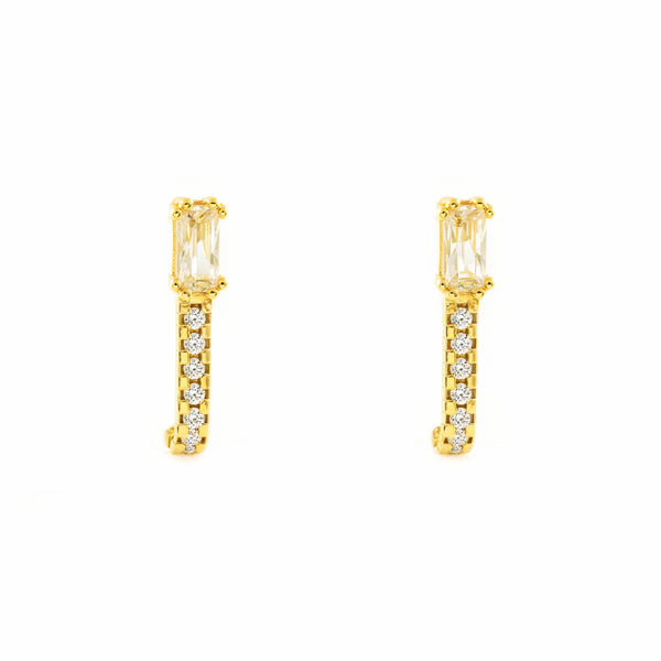 Orecchini donna Oro Giallo 9K Baguette Zirconia Brillante
