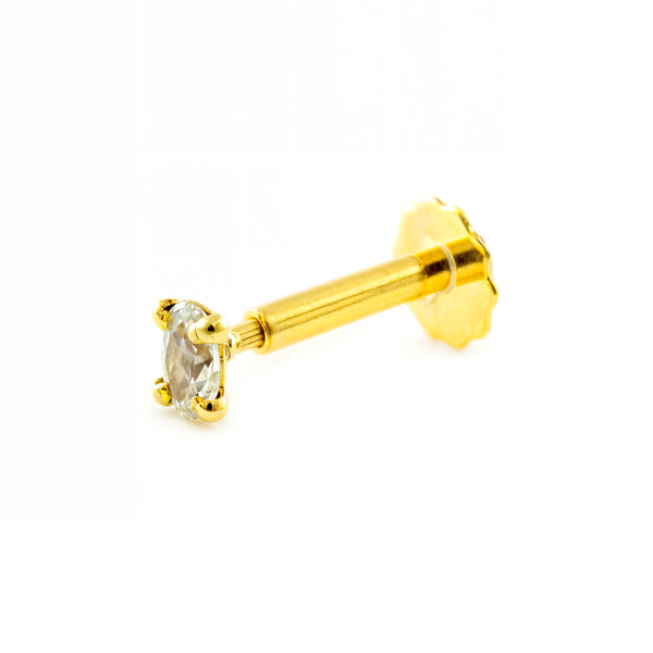 Piercing Oro Giallo 9K Cartilagine Ovale Brillante Zirconia