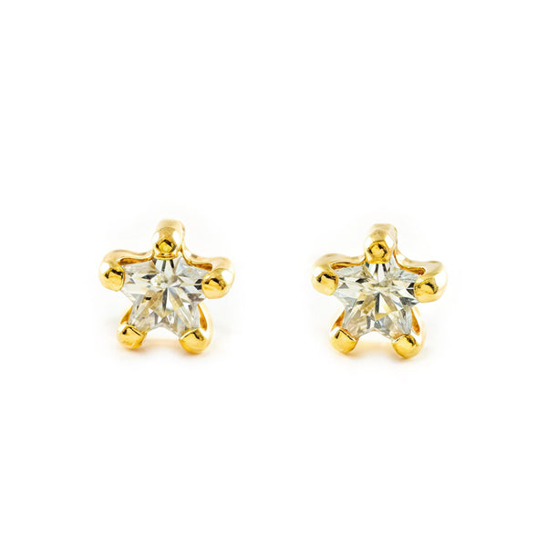 Orecchini ragazza in Oro Giallo 9K a forma di stella con Zircone Brillante
