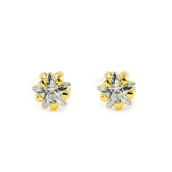 Orecchini Bambini e Ragazza Oro Giallo 9K Stella Zircone Brillante