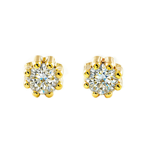 Orecchini Bambini-Ragazza Oro Giallo 9K Rotondo Zircone Brillante