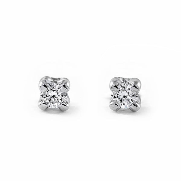 Orecchini Bambini-Ragazza Oro Bianco 9K Garra Garra Diamante Brillante