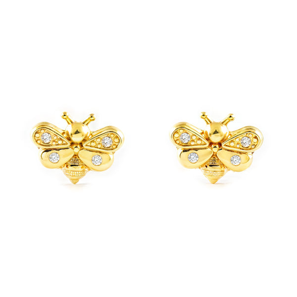 Orecchini ragazza Oro Giallo 9K ape Zircone Brillante