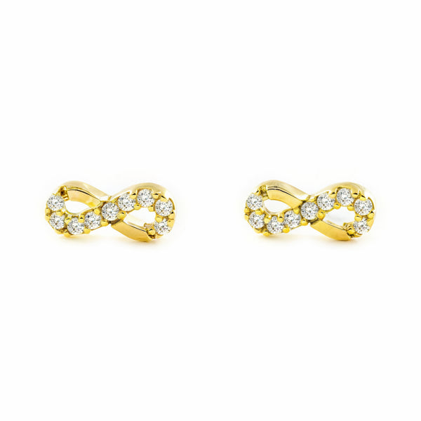 Orecchini donna e ragazza Oro Giallo 9K Infinito Zircone Brillante