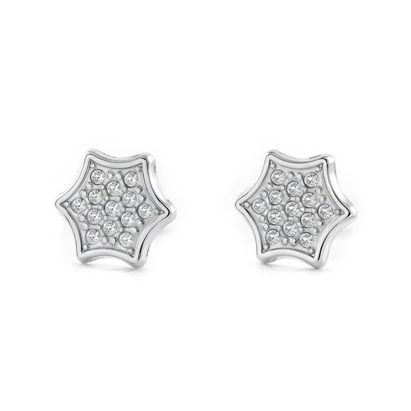 Orecchini donna e ragazza Oro Bianco 9K stella Zircone luccicante