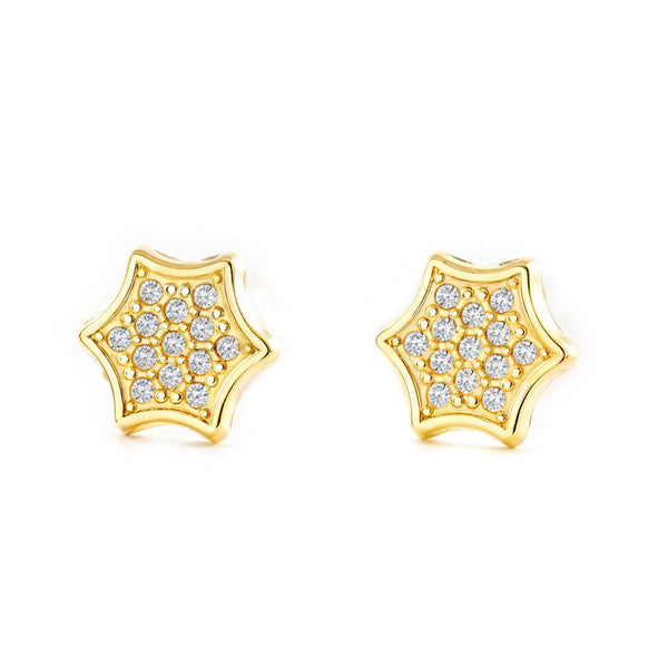 Orecchini donna e ragazza stella Zircone Oro Giallo 9K