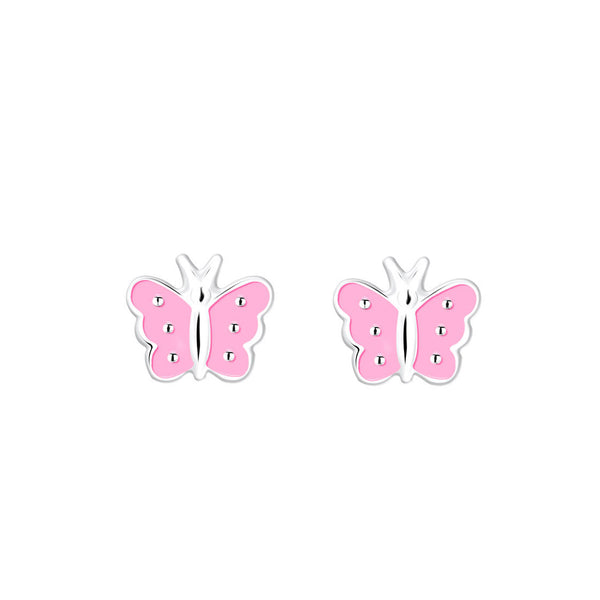 Orecchini Argento Sterling 925 Farfalla Rosa Brillante