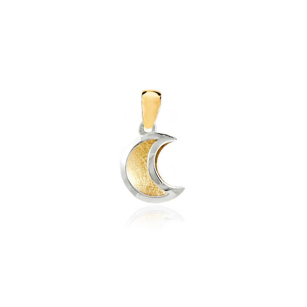Colgante Oro Bicolor 9K Luna Mate y Brillo