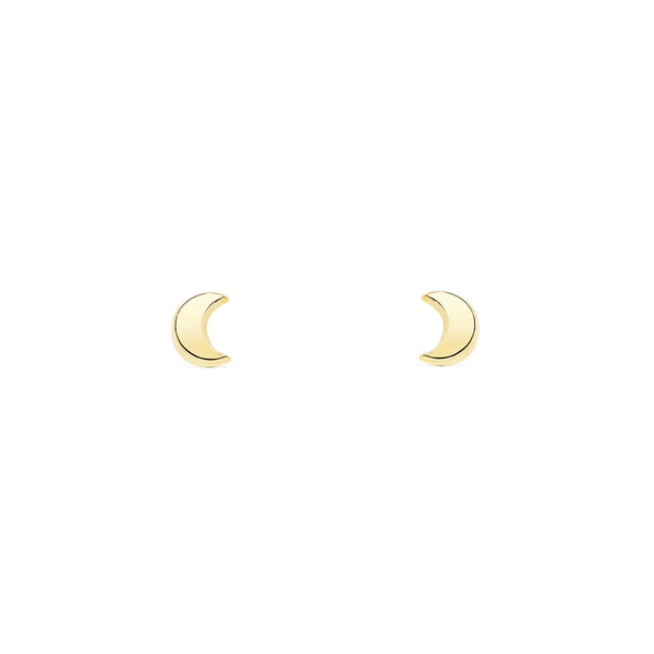 Pendientes Bebe Oro Amarillo 9K Luna Brillo