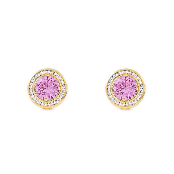 Orecchini ragazza donna Rotondo Rosa Oro Giallo 9K