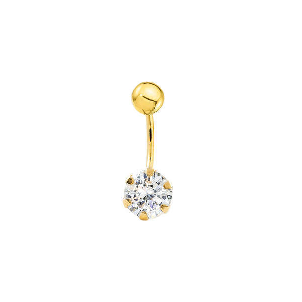 Piercing Ombelico Oro Giallo 9K Zirconia 6 mm Brillante