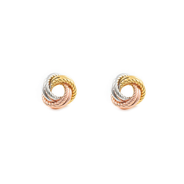 Damen Nackt matt und glänzend Ohrringe Dreifarbig 18K Gold