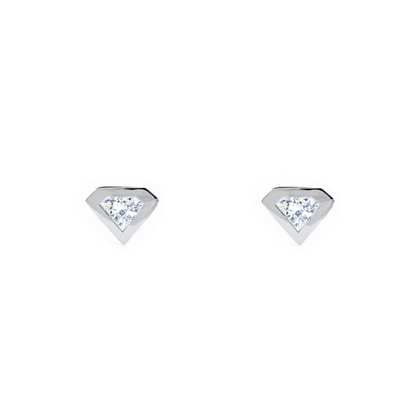Orecchini ragazza donna Diamante Zircone Oro Bianco 9K