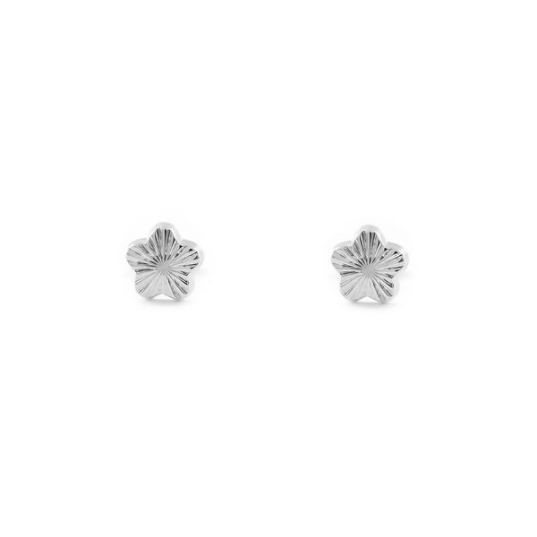 Orecchini bambini ragazza fiore margherita Oro Bianco 9K