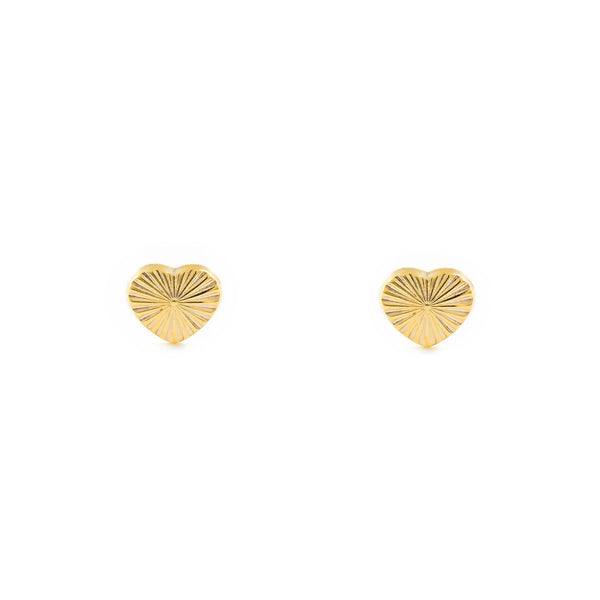 Pendientes Bebe-Niña Oro Amarillo 9K Corazón Tallados