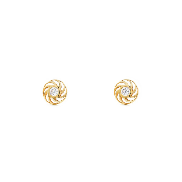 Pendientes Bebe-Niña Oro Amarillo 9K Redondo Circonita Brillo
