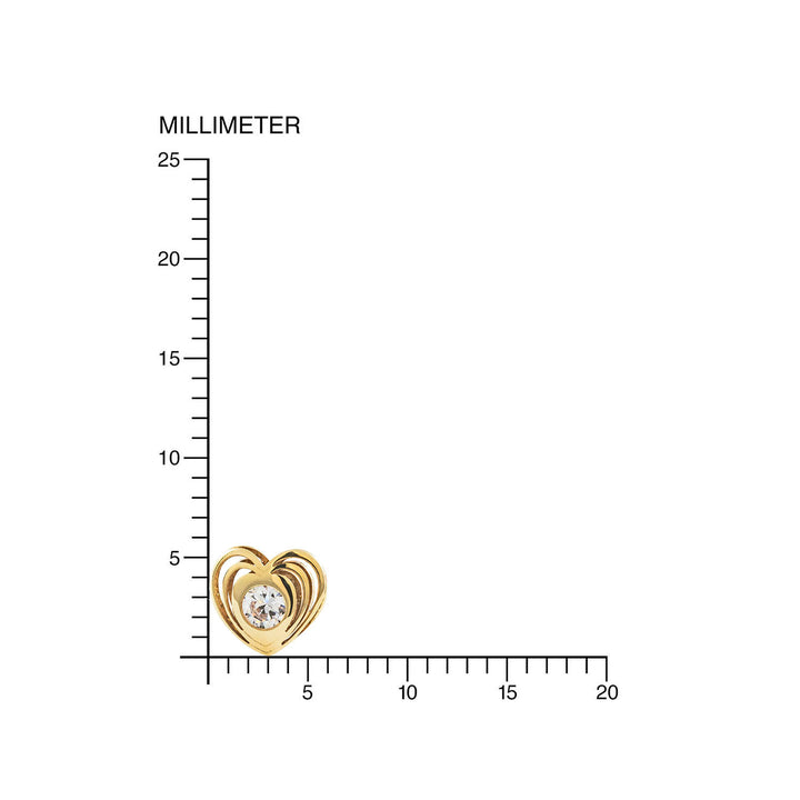 Pendientes Niña Oro Amarillo Corazon calado con Circonita (9kts)