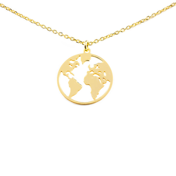 Collar Plata de Ley Dorado Mundo Brillo