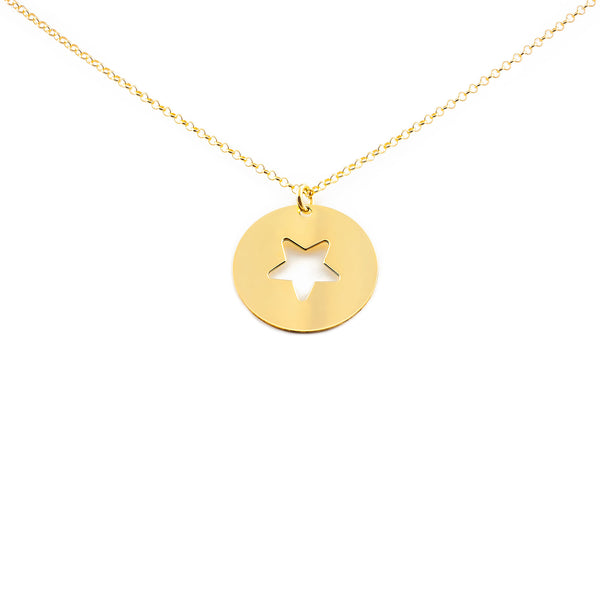 Collar Plata de Ley Dorado Estrella Brillo
