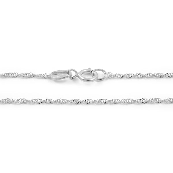 Catena Collana Singapore Oro Bianco 18K spessore 1.3 mm