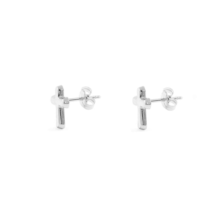 Pendientes Niña Oro Blanco cruz lisa (9 Kts)