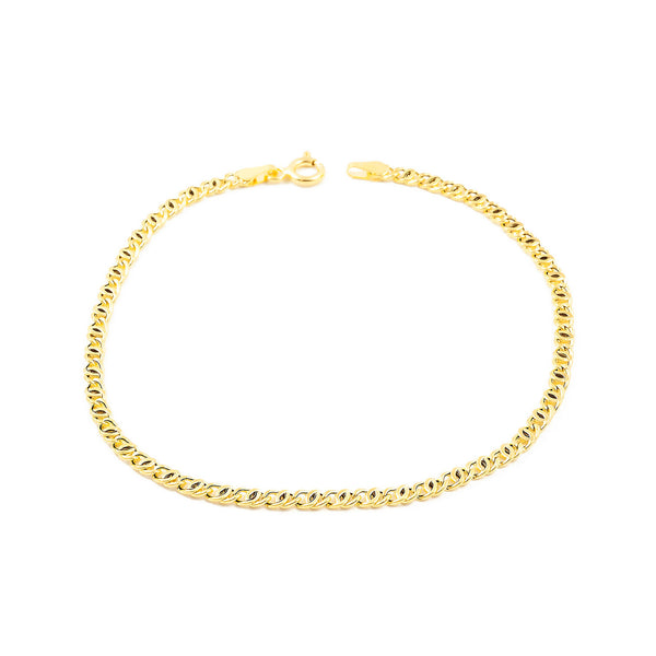 Bracciale Donna Oro Giallo 18K Brillante Occhio di Tigre 19 cm