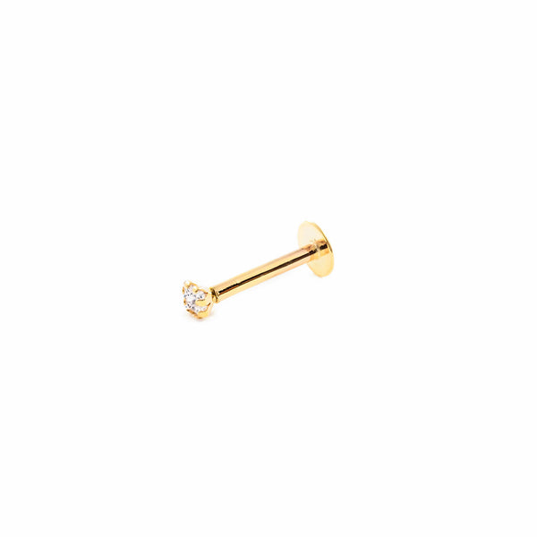 Piercing Oro Giallo 9K Labbro Quadrato Brillante Zirconia