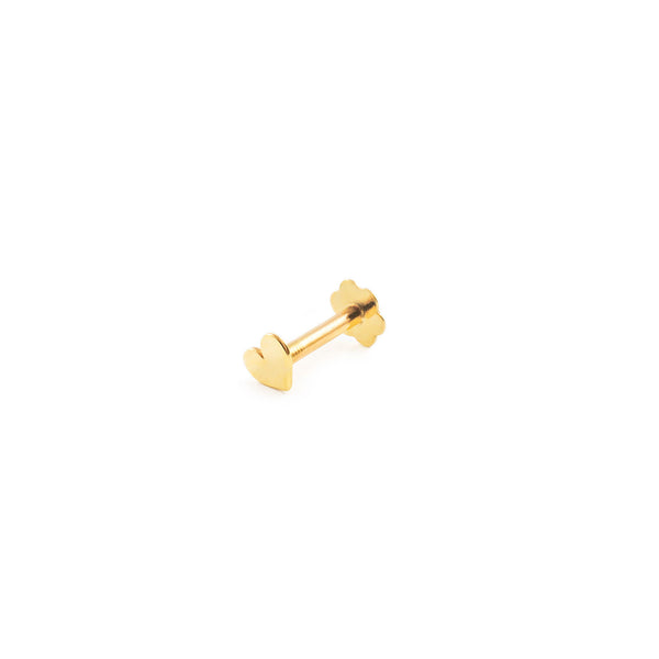 Piercing Oro Amarillo 9K Cartilago Corazón Brillo