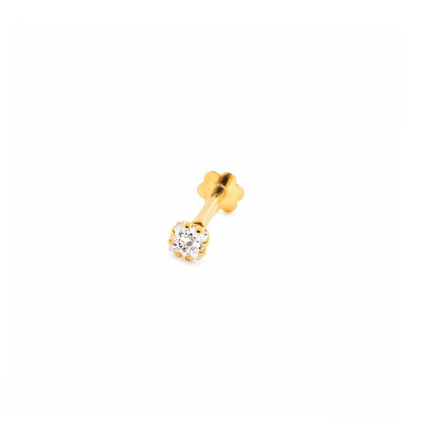 Piercing Oro Giallo 9K Cartilagine Quadrato Zirconia 2,5 mm Brillantezza