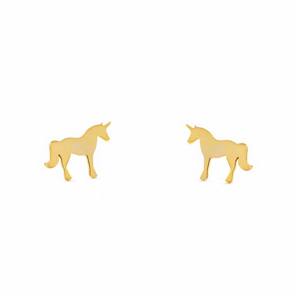 Pendientes Niña Oro Amarillo 9K Unicornio Brillo