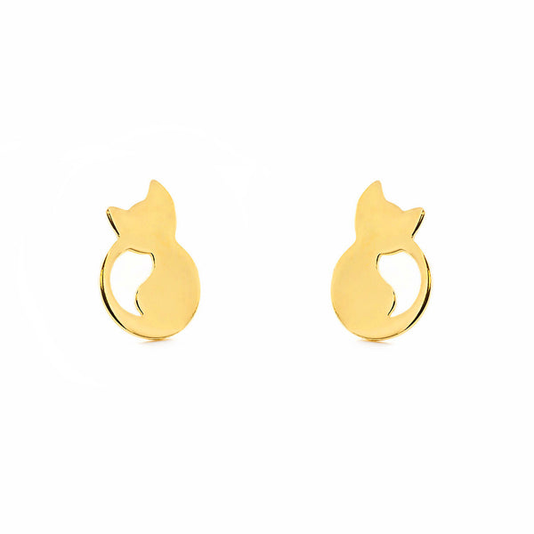 Pendientes Niña Oro Amarillo 9K Gato Brillo