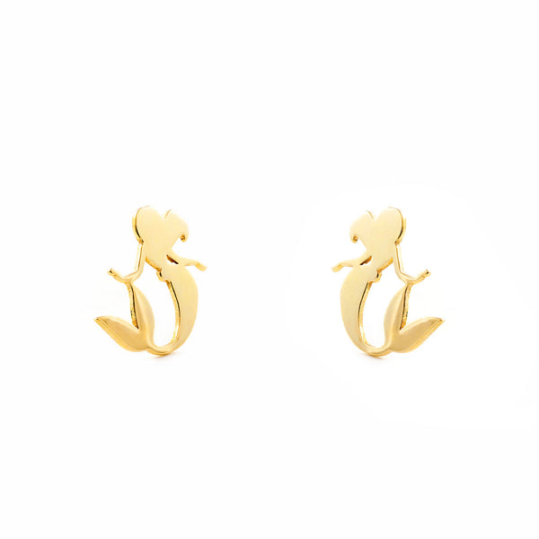 Pendientes Niña Oro Amarillo 9K Sirena Brillo