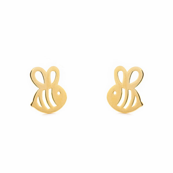 Pendientes Niña Oro Amarillo 9K Liso Abeja Brillo