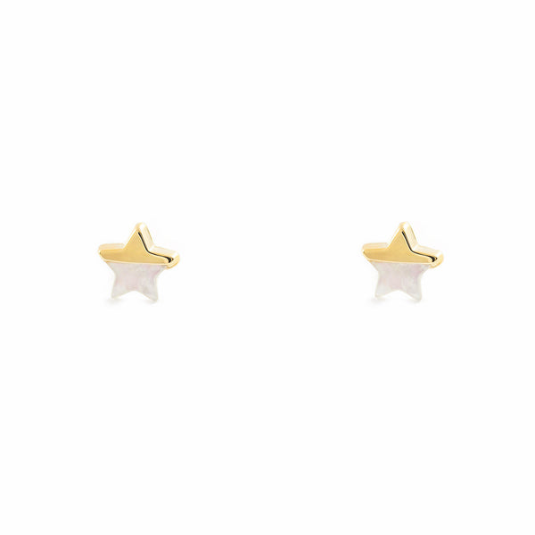 Orecchini bambini ragazza Madreperla Stella Oro Giallo 9K