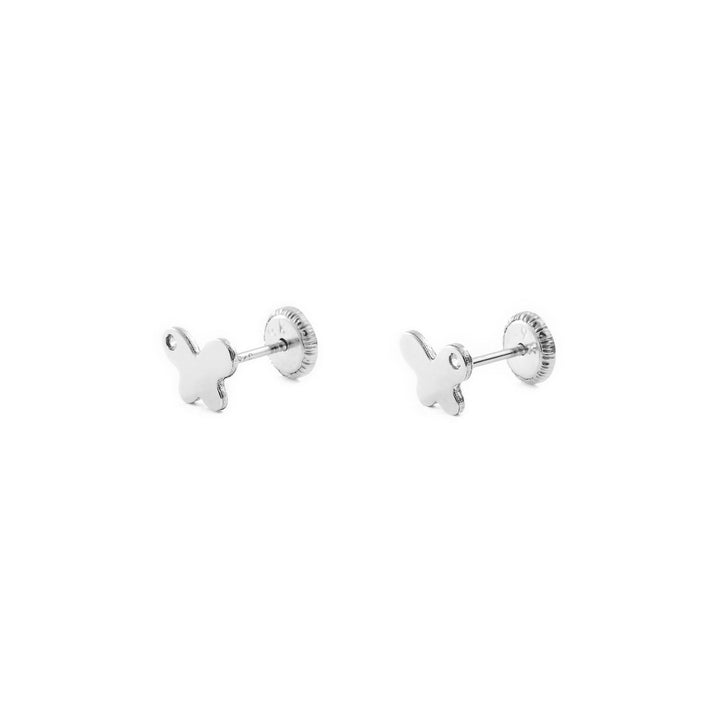 Pendientes oro blanco Bebe o niña Mariposa con Circón (9kts)