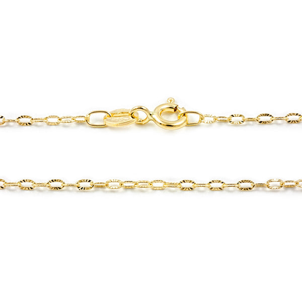 Catena Collana Brillante Oro Giallo 18K spessore 1.5 mm
