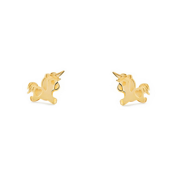 Pendientes Niña Oro Amarillo 9K Unicornio Brillo