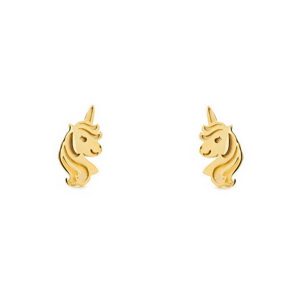 Pendientes Niña Oro Amarillo 9K Unicornio Brillo