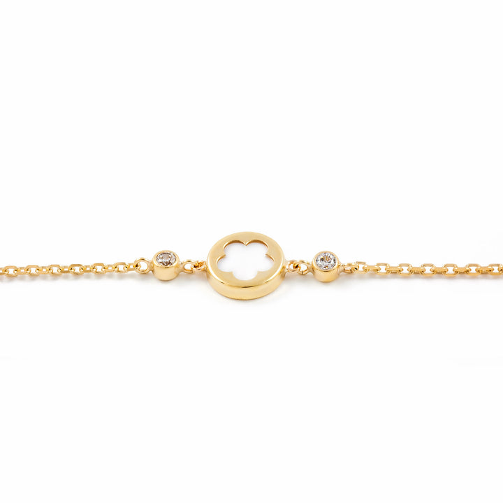 Pulsera Oro Flor con nacar y circonitas (9kts)