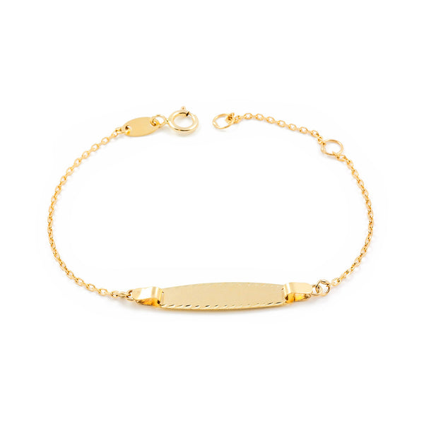 Bracciale Ragazza Oro Giallo 9K Personalizzata Schiava Mate Brillante 13 cm