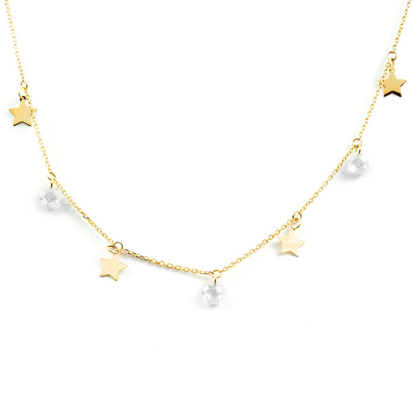Collana Donna Stelle Zircone Oro Giallo 9K Brillante